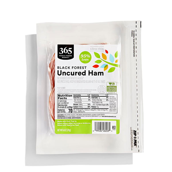 365 by Whole Foods Market , Ham Black Forest Ultra Thin Sliced, 6 Ounce