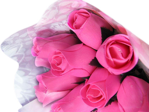 UniqueBeadsAndGifts Dozen 13 It's A Girl! Baker's Bouquet of Pink Wood Roses