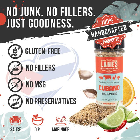 Lane's Cubano Cuban Seasoning Rub, All-Natural Cuban Spice Blend, Perfectly Balanced Taste for Your Favorite Hamburgers