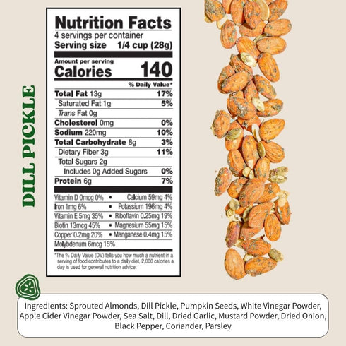 4 Daily Crunch, Almonds Pepitas Sprouted Dill Pickle, Ounce