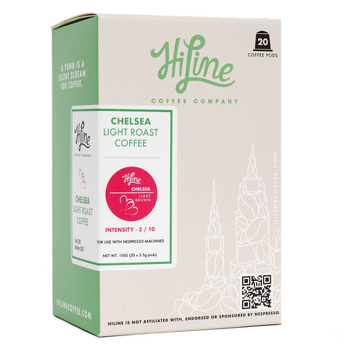HiLine Espresso Coffee Pods, Light Roast Coffee, 20 Count, Compatible with Nespresso Original Brewers