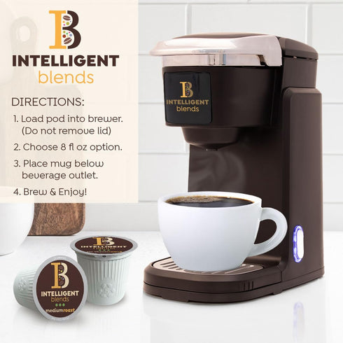 100 100% Intelligent Blends Medium Dark Roast Coffee Pods, ct, Single Serve Pods Arabica Coffee, Compatible with Keurig
