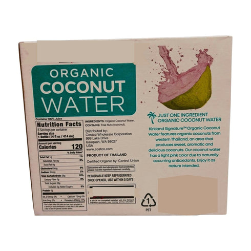 Generic 100% 14 Oz, Pack 6 Organic Coconut Water, Pure Juice, No Added Sugar, Fl