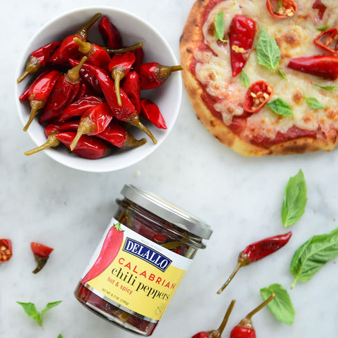 6.7oz 6-Pack DeLallo Whole Calabrian Chili Peppers, Hot & Spicy, Jar
