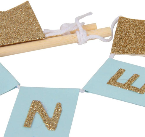 Handmade “ONE” Birthday Cake Topper, Baby Shower, 1st Birthday Cake Bunting for Baby Boy Party Supplies