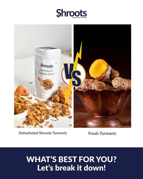 45g SHROOTS Dehydrated Turmeric Flakes Air Dried Flakes Pure Veg, Gluten Free, No Added Salt Natural Dried Turmeric
