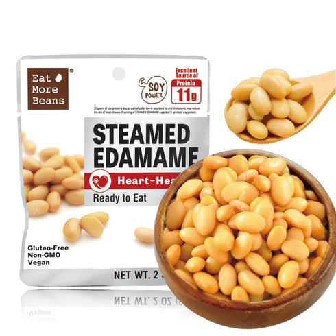 Eat More BeansSTEAMED EDAMAME- Heart-Healthy, steamed bean, healthy salad toppings, plant-based protein,