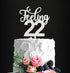Feeling 22 Silver Glitter Acrylic Cake Topper, 6.1" x 4.5", 22nd Birthday, Reusable Souvenir