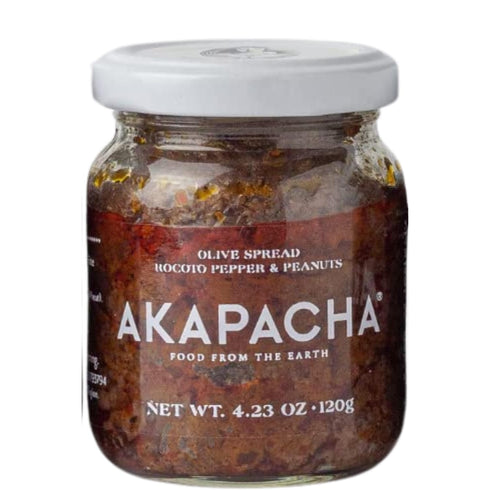 AKAPACHA Spicy Olive Spread with Rocoto Chili Pepper & Peanuts (4.2oz) Vegan Chilean