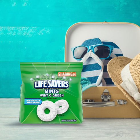 Summer 13 Oz Life Savers Wint-O-Green Candy Individually Wrapped Hard Mints, Sharing Size, Bag