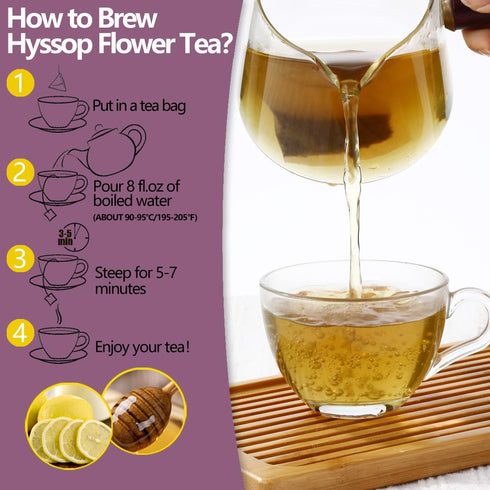 50 Premium Hyssop Tea Bags, Made with Natural Hyssop Flowers, Support Digestion & Promote Relaxation, No Artificial