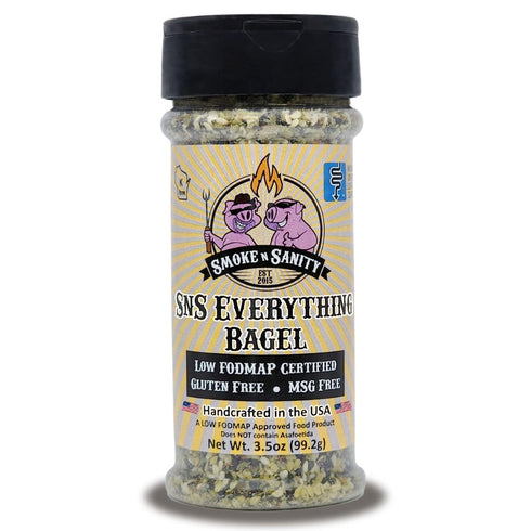 Smoke n Sanity SnS Everything Bagel Seasoning, 3.5 oz Shaker, Monash Certified Low FODMAP