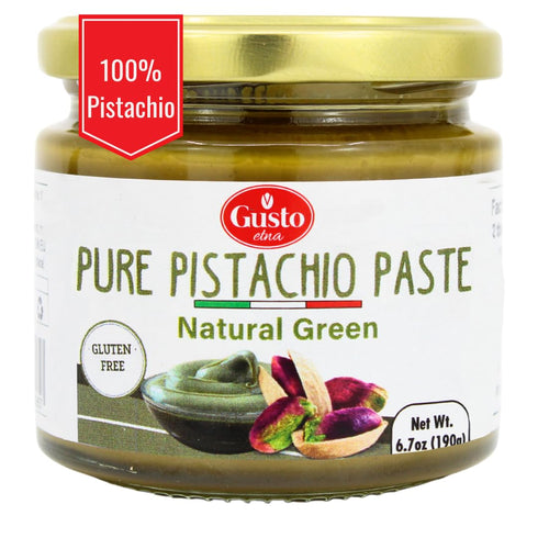 GUSTO ETNA Pure Sicilian Pistachio Paste, 100% Pistachios, Unsweetened, No Added Sugar