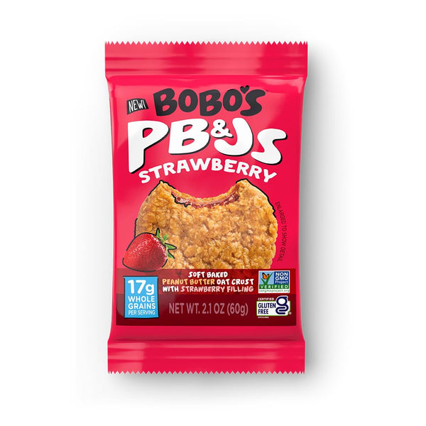 Bobo's Strawberry PB&J Oat Snacks, Simple Ingredients, Whole Grain Oats, Plant Based,