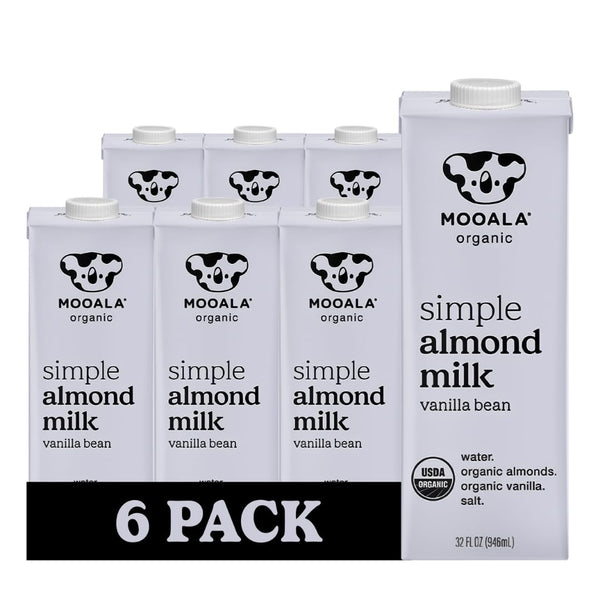 Mooala Organic Simple Almond Milk Vanilla, 32oz - 4 Ingredient, Shelf Stable,