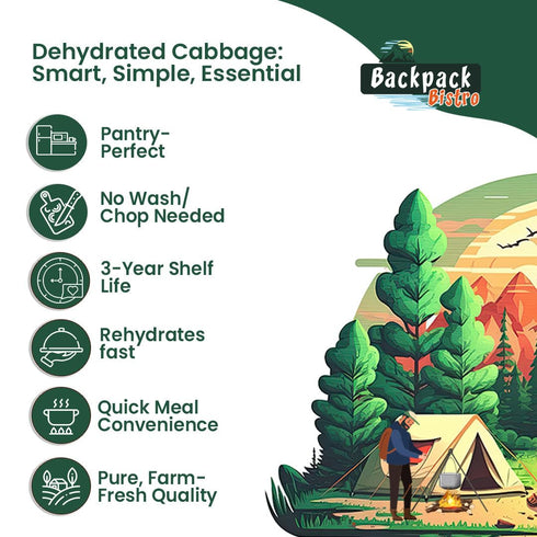 Backpack 8.8 oz (250 Backpacking Bistro Dehydrated Finely Chopped Cabbage g) | Ideal for Everyday, Camping Food
