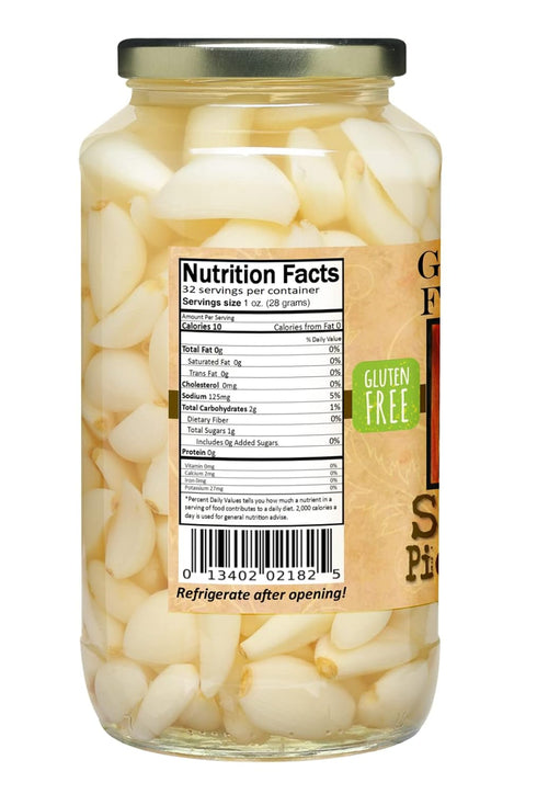 32 oz. Garlic Festival Foods Smoked Pickled Garlic Cloves in a Jar - Smoked Pickled Garlic - Fresh Garlic Cloves