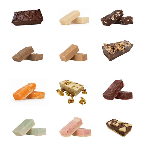4-Piece 70+ (32 oz) 1 Pack Uncle Butchs Fudge Gift Box Custom Flavors Sampler Made with Real Butter Handcrafted Fudge