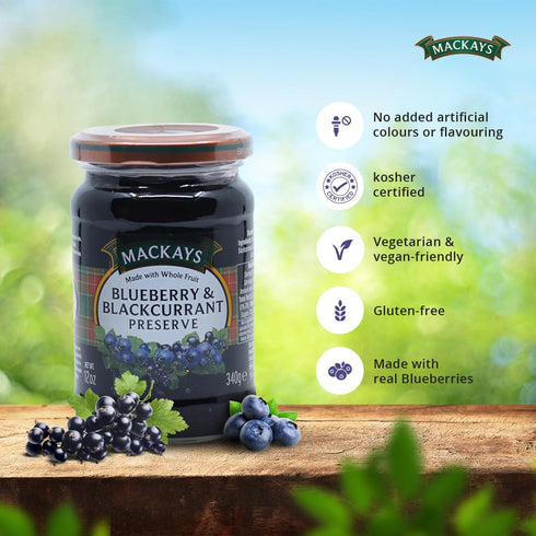 12 MACKAYS Blueberry & Black Currant Preserve, Ounce