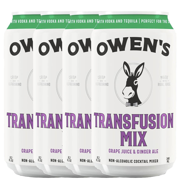 Owen’s Craft Mixers | 4 Pack Transfusion Mix | Vegan & Gluten-Free Soda Mocktail and Cocktail Mixer | Handcrafted in