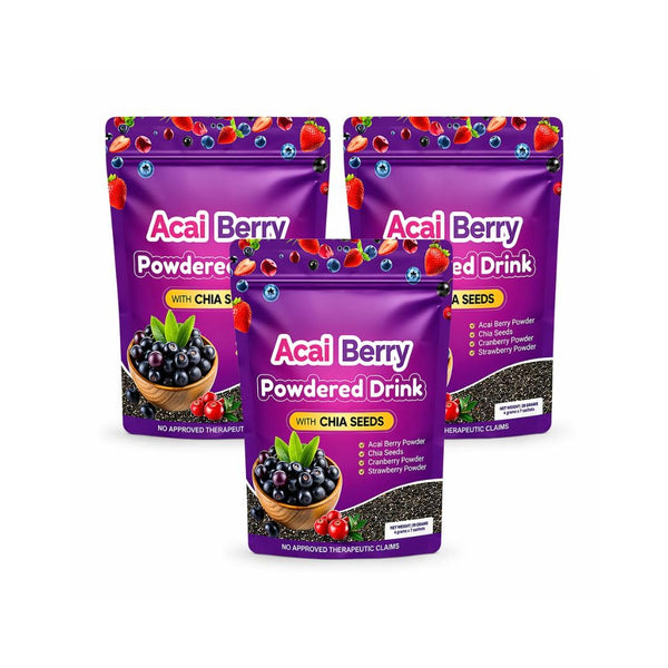 Generic 3 Packs Acai Berry Powdered Drink with Chia Seeds Super Berry Blend