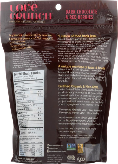 BFYSYO 11.5 oz(Pack 3)L8 Nature's Path, Love Crunch, Premium Organic Granola, Dark Chocolate & Red Berries