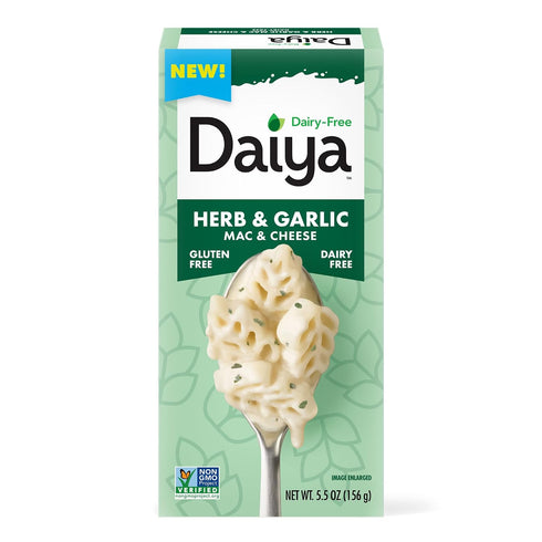 5.5 oz (Pack 12) Daiya Dairy Free Gluten Free Herb and Garlic Mac & Cheese, Vegan Plant Based Rice Pasta