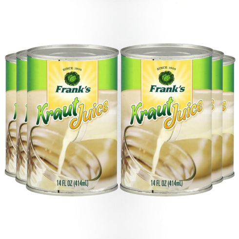 14oz (6 Pack) Franks Kraut Juice Cans Tangy Sauerkraut Juice from Naturally Fermented Cabbage | Gluten-Free, Vegan