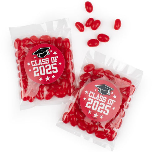 Red Graduation Candy Bag with Jelly Beans 10 Pack - Hats Off!