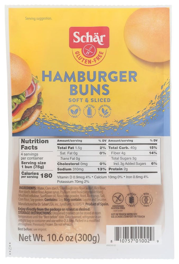 Schar Hamburger Buns - - Case of 6-10.6 oz.