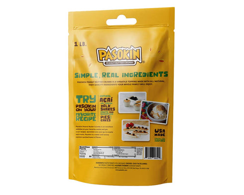 Pack, 1 LB PASOKIN | Peanut Butter Crumbs | Kosher, Gluten-Free, Vegan, All Natural Ice cream Topping, Made in USA