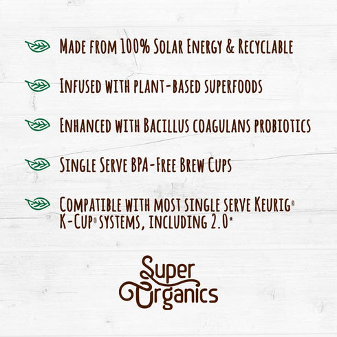 Super Organics Awake Black Tea Pods, 10ct, with Superfoods & Probiotics, Keurig K-Cup Compatible, USDA Organic