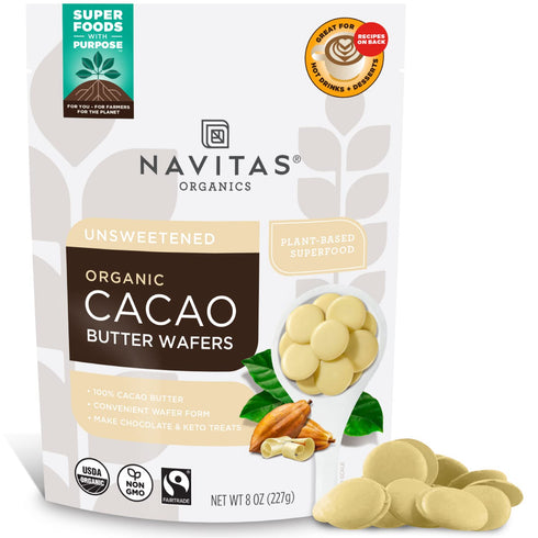 Navitas Organics Cacao Butter Wafers For Hot Cocoa, Desserts, Baking & DIY