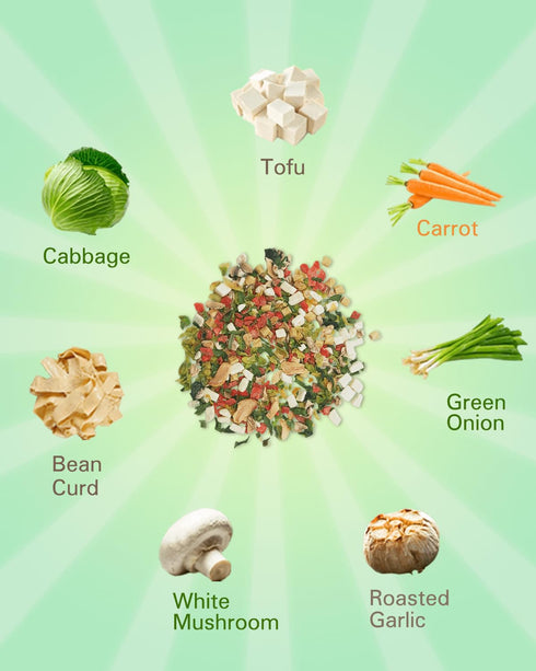 7.5oz Dried Veggie Tofu Mix for Ramen Toppings Miso Soup - High Protein Umami White Mushroom, Dehydrated Vegetable