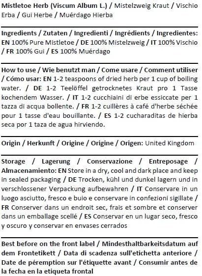 Herba Organica Mistletoe Herb - Viscum Album L. - Herbal Tea (50g)
