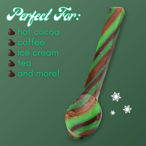 24 Christmas Mint Chocolate Candy Spoons, Hot Cocoa and Coffee Stir Sticks, Festive Holiday Treats, Total Pieces