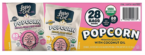 Generic Pack, 28 ct./0.65 oz. Himalayan Pink Salt Organic Popcorn, Variety Himalayan Pink, Himalayan Gold