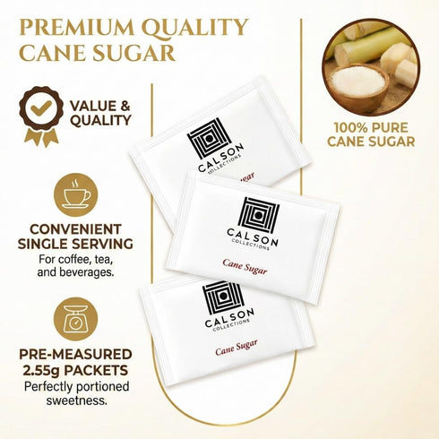CALSON COLLECTIONS 500 Count Packets Packets Packs - Individual Servings of White Sugar Individual Servings of White