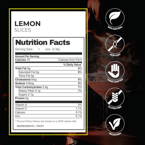 (3oz) Garnishes & Dreams Dehydrated & Dried Lemon Slices Natural Yellow Citrus Rounds for Cocktails, Mixology & Baking