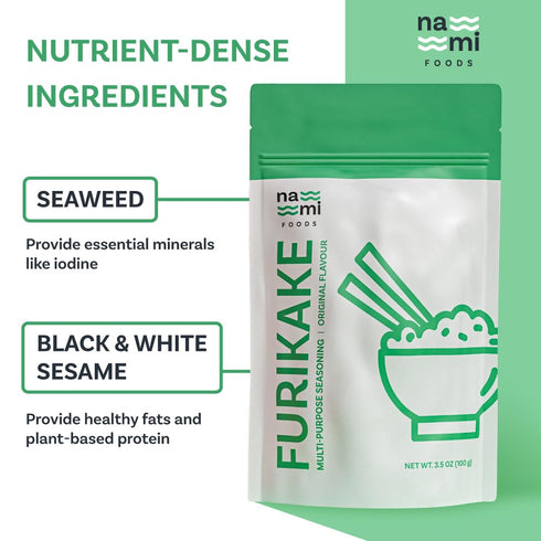 Saltcraft Baja Sea Salt + Nami Foods Furikake Original + AromaCrave Garlic Powder Gourmet Seasoning Bundle for Cooking