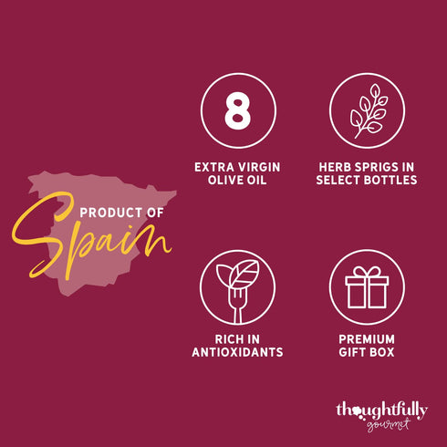 Set, Set 6 Thoughtfully Gourmet, Spice Infused Olive Oil Gift Premium Extra-Virgin Olive Oil from Spain, Flavors