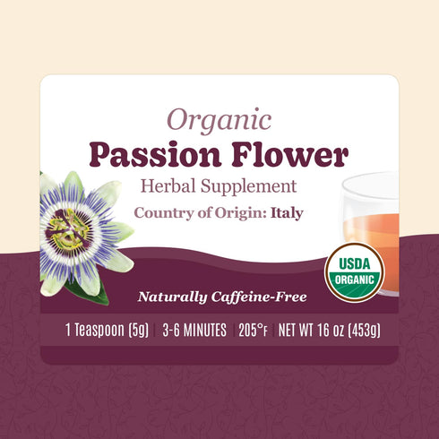16 Organic Positively Botanicals Company, Passion Flower, Herbal Tea Loose Leaf Botanical, Ounce