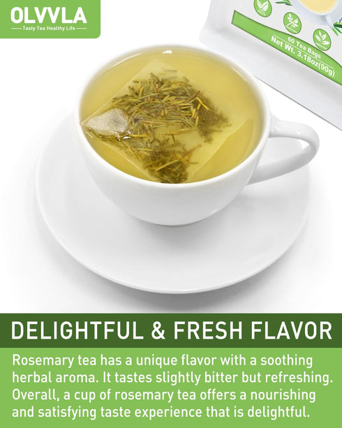 1.5g 60 Count Olvvla - Rosemary Tea Bags - X - Pure Natural Dried Rosemary Leaves - Cultivated in Egypt - Non-GMO
