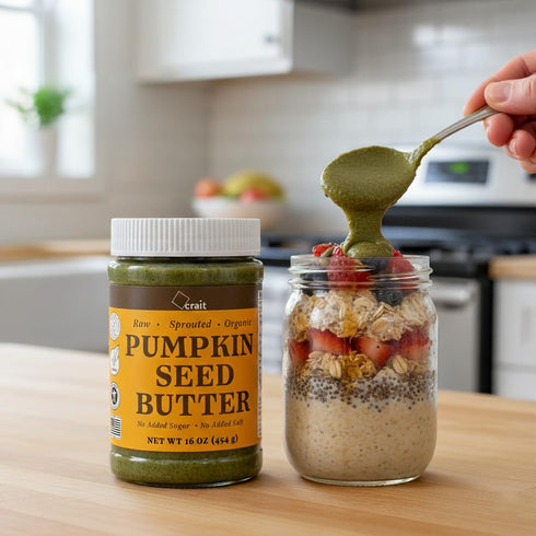 (16 crait Organic Raw Sprouted Pumpkin Seed Butter, Single Ingredient, No Sugar, No Salt, Vegan, Palm-Oil Free, Gluten
