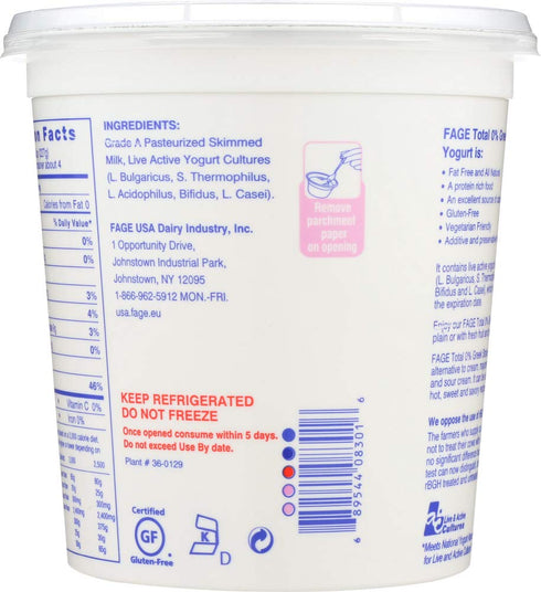 Fage 0% (NOT A CASE) Total Nonfat Greek Strained Yogurt