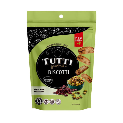 Tutti Gourmet Gluten Free Pistachio & Cranberry Biscotti, 9.9 oz (283g) Resealable