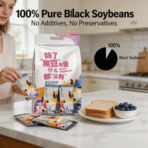 xapuo 750g 30 Packets Black Soybean Milk Powder Instant Mix, Pure Whole Bean, No Sugar Added, Single-Serve