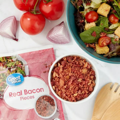 Boltman 9 oz Pack 2 Great Value Real Bacon Pieces, Fully Cooked, Gluten-Free, Resealable Bag