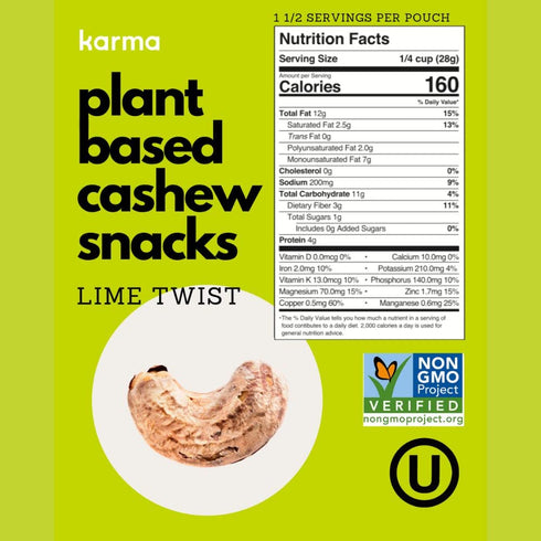 30 Pack 1.5 (6 Packs) Whole Variety Cashews by Karma Nuts, Whole, Roasted, Vegan, Zero Sugar, Non GMO, Gluten Free, Low