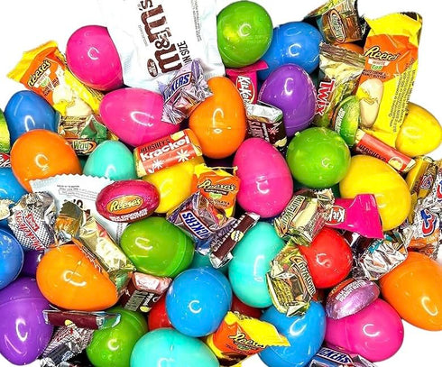 Giraffe MM 25ct Pre-filled Plastic Easter Eggs Chocolate Candy Basket Stuffers, Hershey Mars